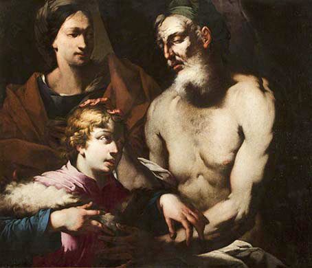 Isaac Blessing Jacob attributed to the circle of Francesco Guarino